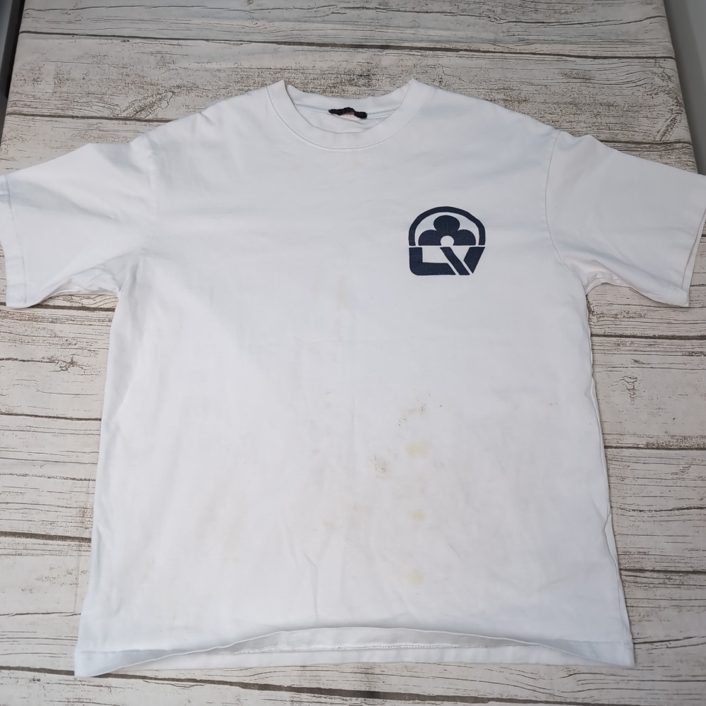 Louis Vuitton Logo T Shirt Thick White Cotton Size 2XL
